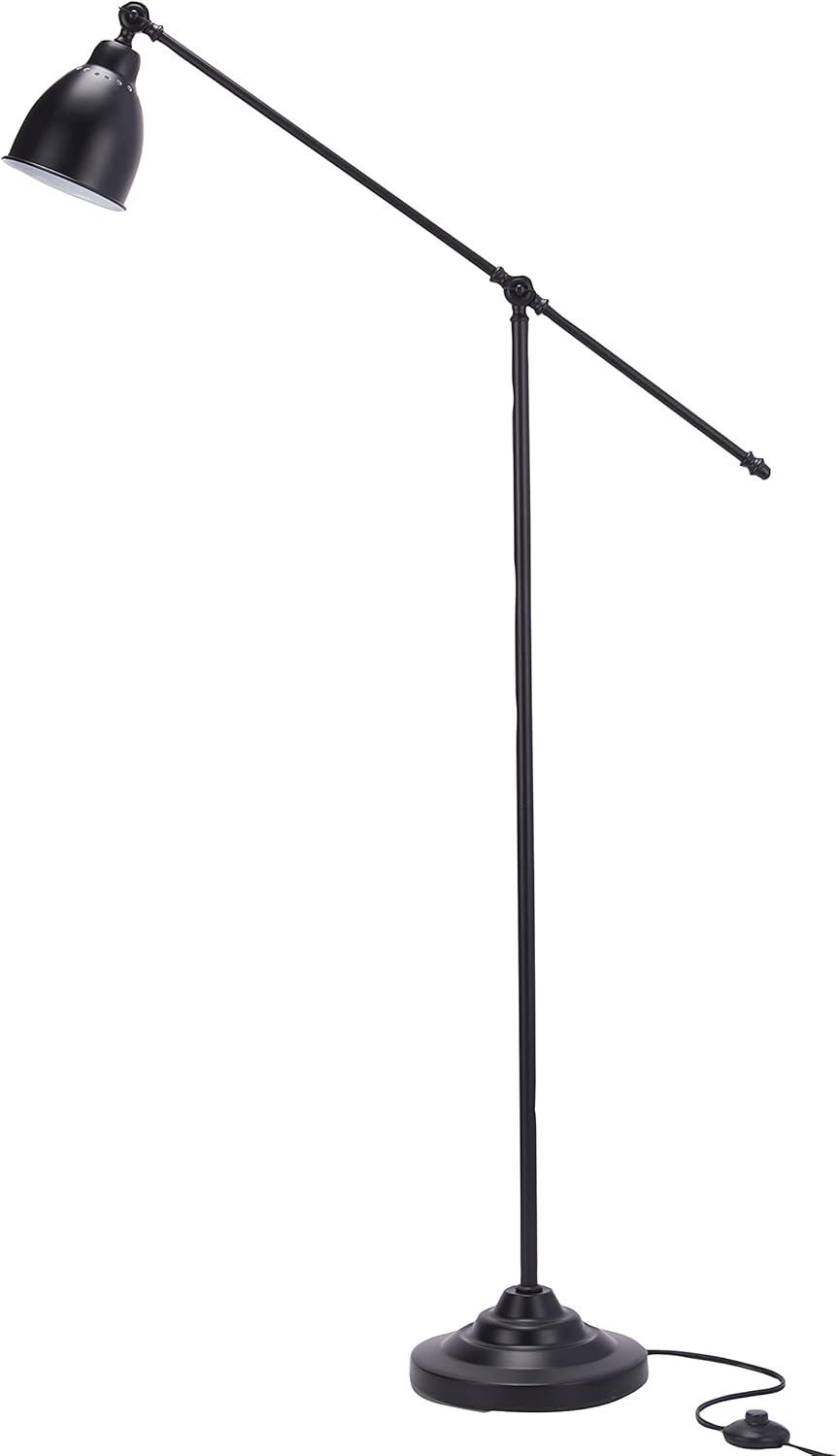 Nourison 54" Metal Standing Lamp Modern, Contemporary, Industrial for Bedroom, Living Room, Office, Reading, Black