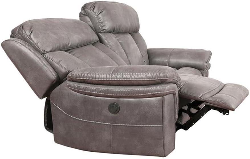 Estelle Power Loveseat in Gunmetal Fabric