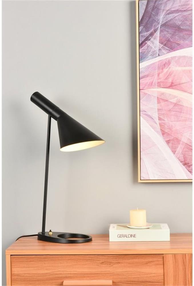 Maklaine Modern 1-Light Modern Metal Table Lamp in Black Finish