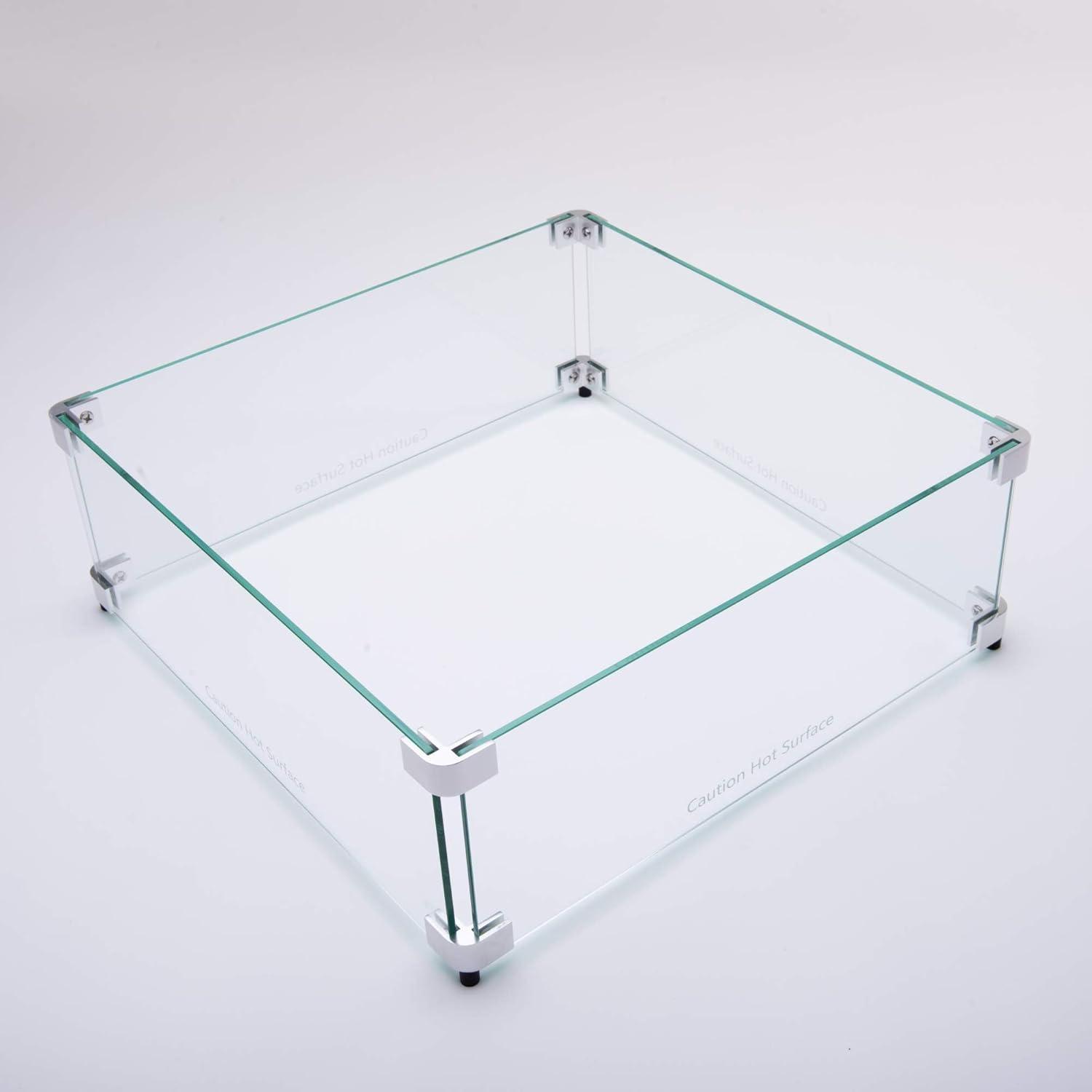Celestial Fire Glass Square Fire Pit Wind Guard