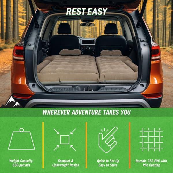 Inflatable Mattress Car Air Mattress for SUV or Tent with Pump, and Pillows