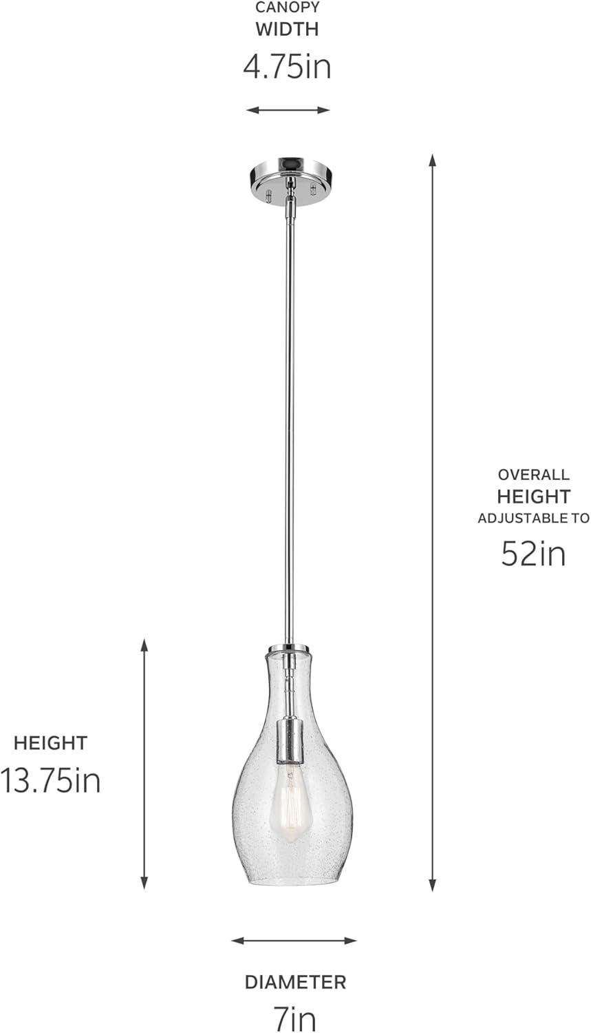 Everly 13.75" 1 Light Hour Glass Pendant Clear Glass Chrome