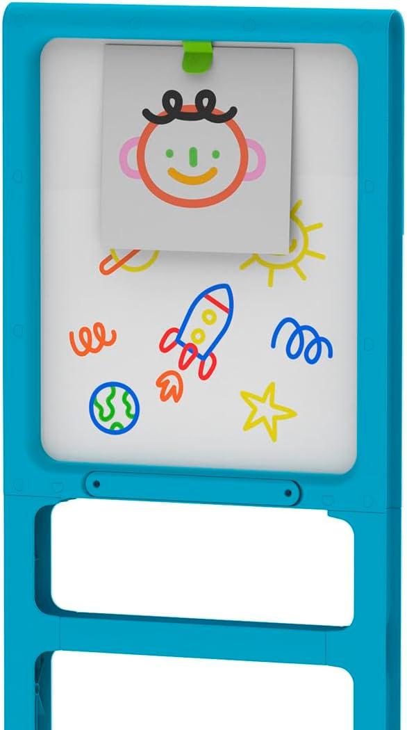 34" Blue Dual-Sided Freestanding Art Easel with Light Board