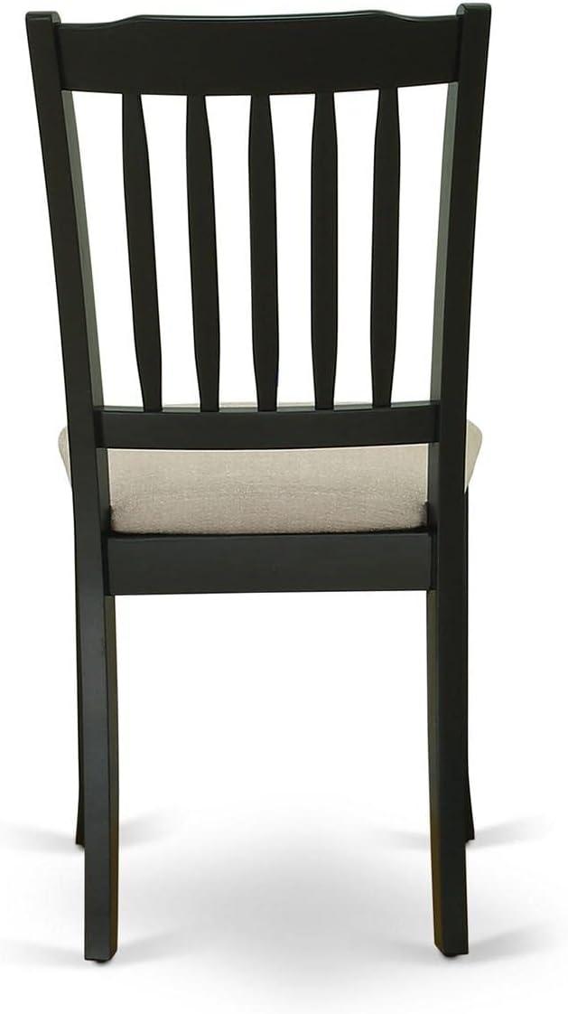 Danbury Vertical Slatted Back Chairs with Linen Fabric Fabric Seat - Black - Set of 2