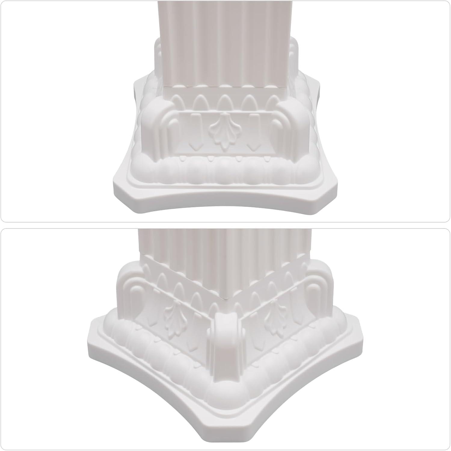 2Pcs European Style Roman Columns Wedding Column Stand Roman Pillar Plastic Greek Column Statue Plant Stand Wedding Event Party Decorative Column Pedestal Flower Pot Holder Decor (10.63x34.65 Inch)