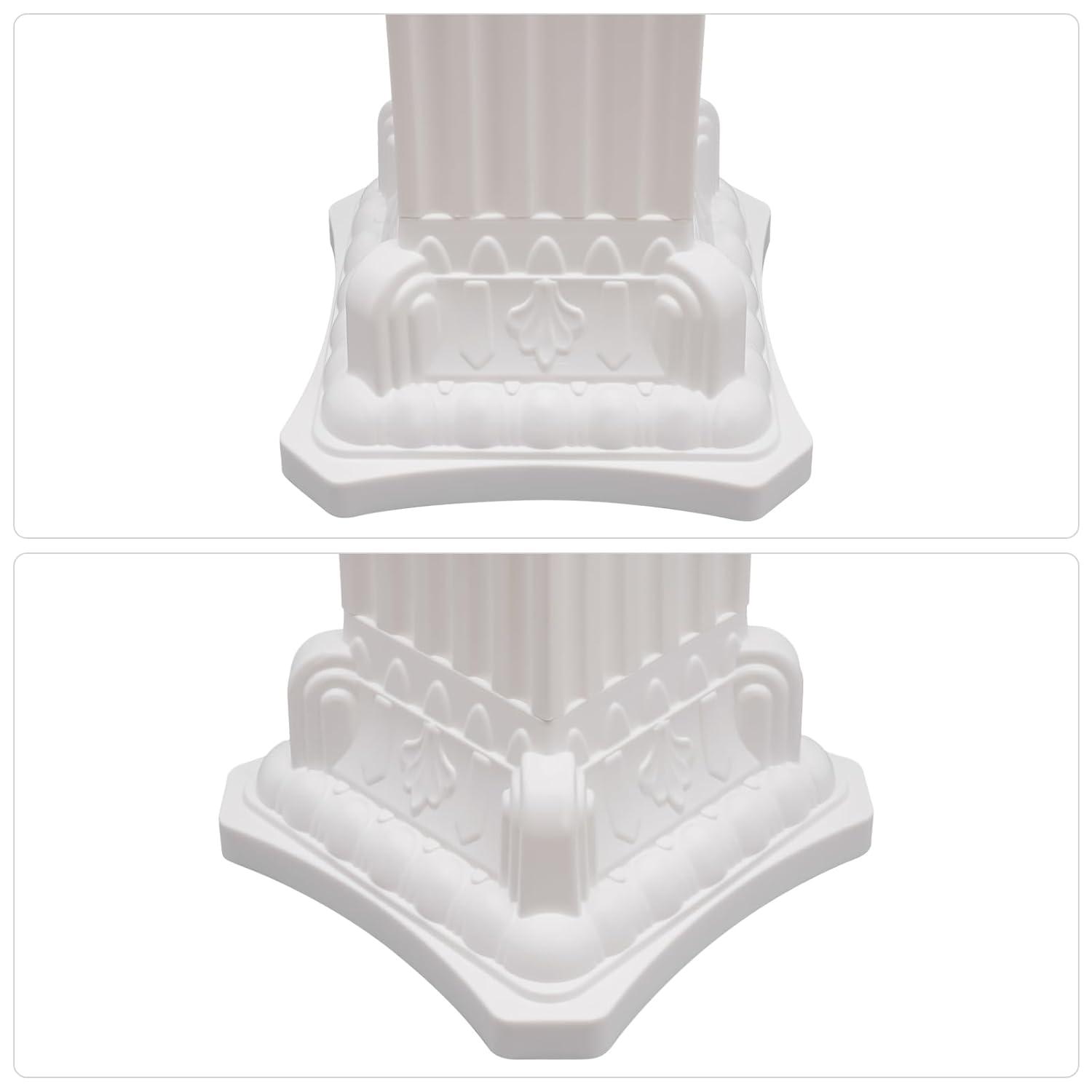 2Pcs European Style Roman Columns Wedding Column Stand Roman Pillar Plastic Greek Column Statue Plant Stand Wedding Event Party Decorative Column Pedestal Flower Pot Holder Decor (10.63x34.65 Inch)