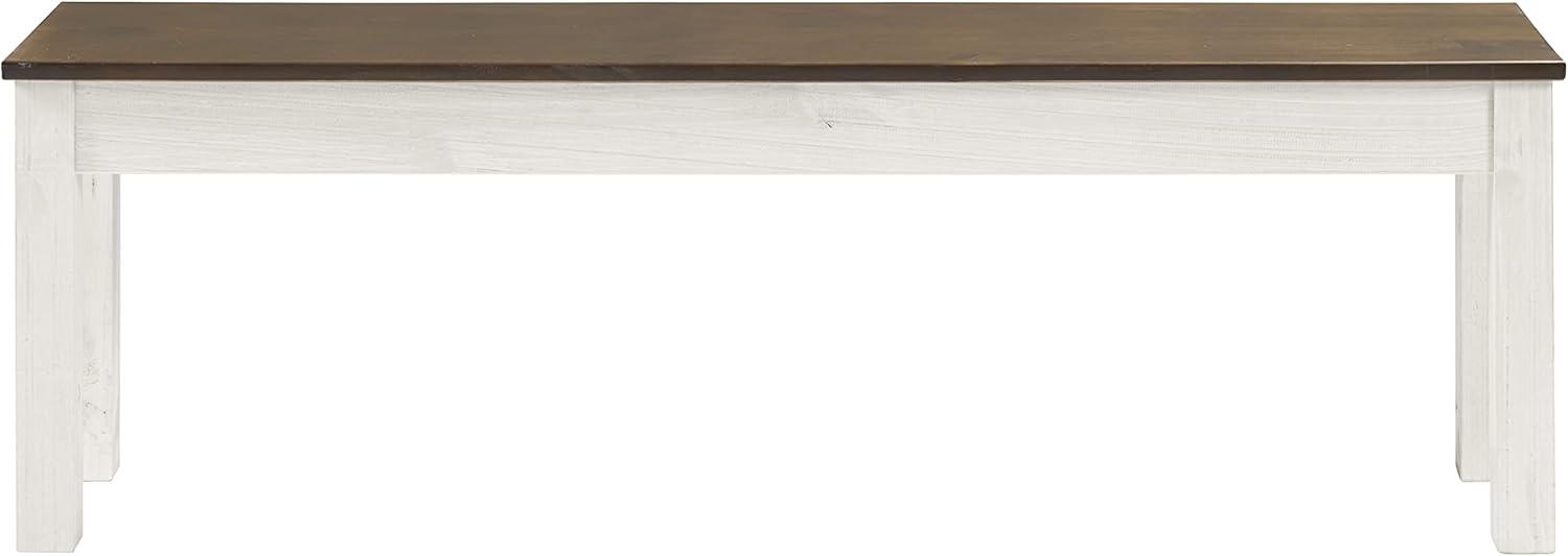 Bridge Brazil Wood Bench White Distressed | Furniture Dash White distressed finish, seat in brown lacquer.