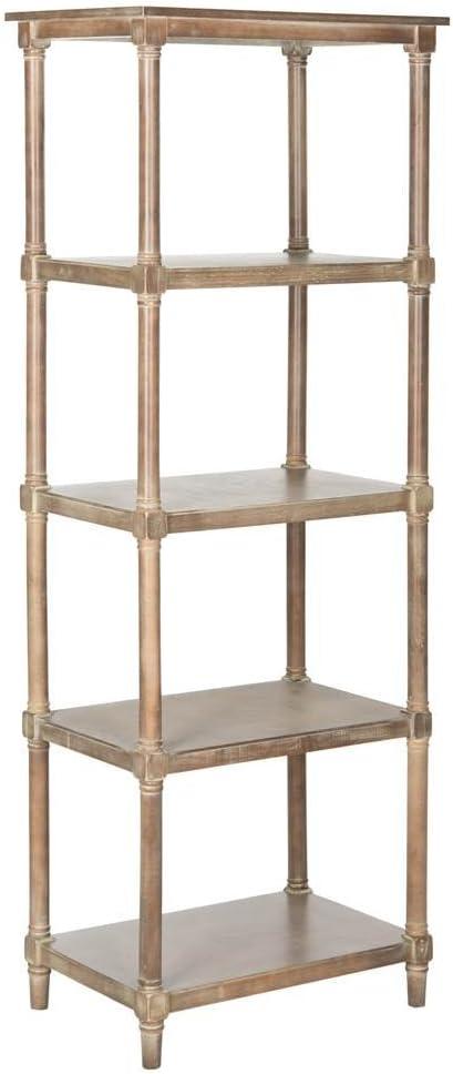 Transitional Sepia Pine 5-Tier Spindle Bookcase