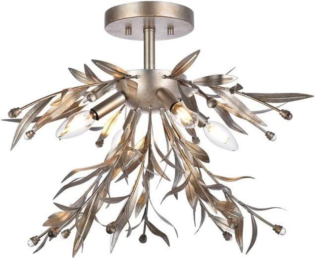 Elegant Lighting Priscilla 18.5 inch flush mount in silver leaf