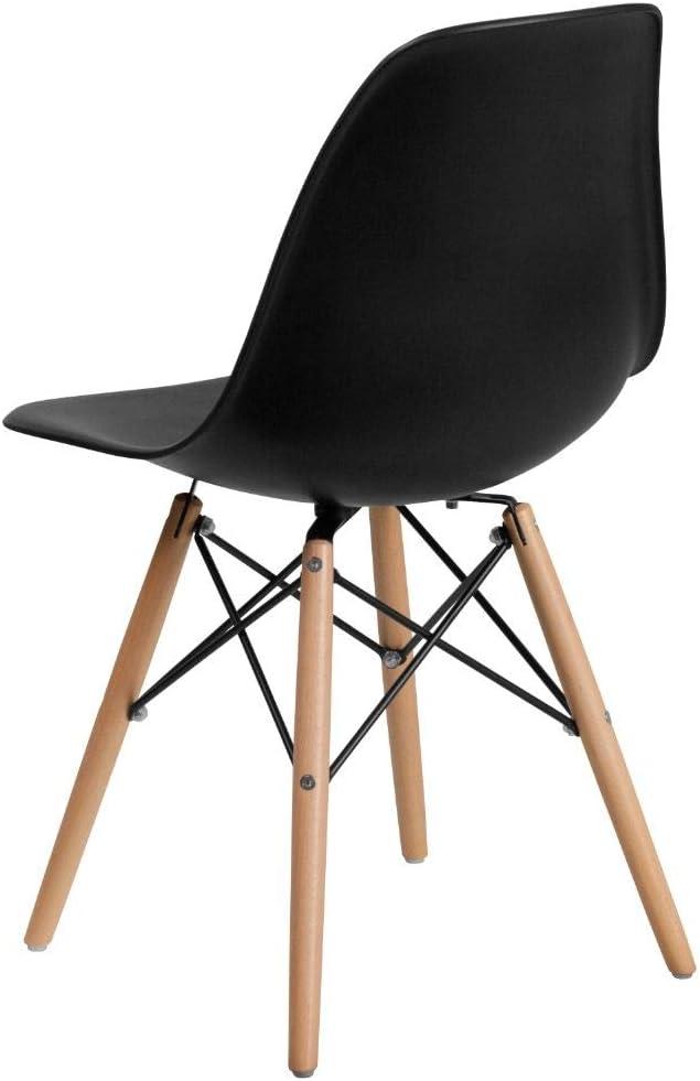 Flash Furniture Elon Series Plastic Chair with Wooden Legs for Versatile Kitchen, Dining Room, Living Room, Library or Desk Use