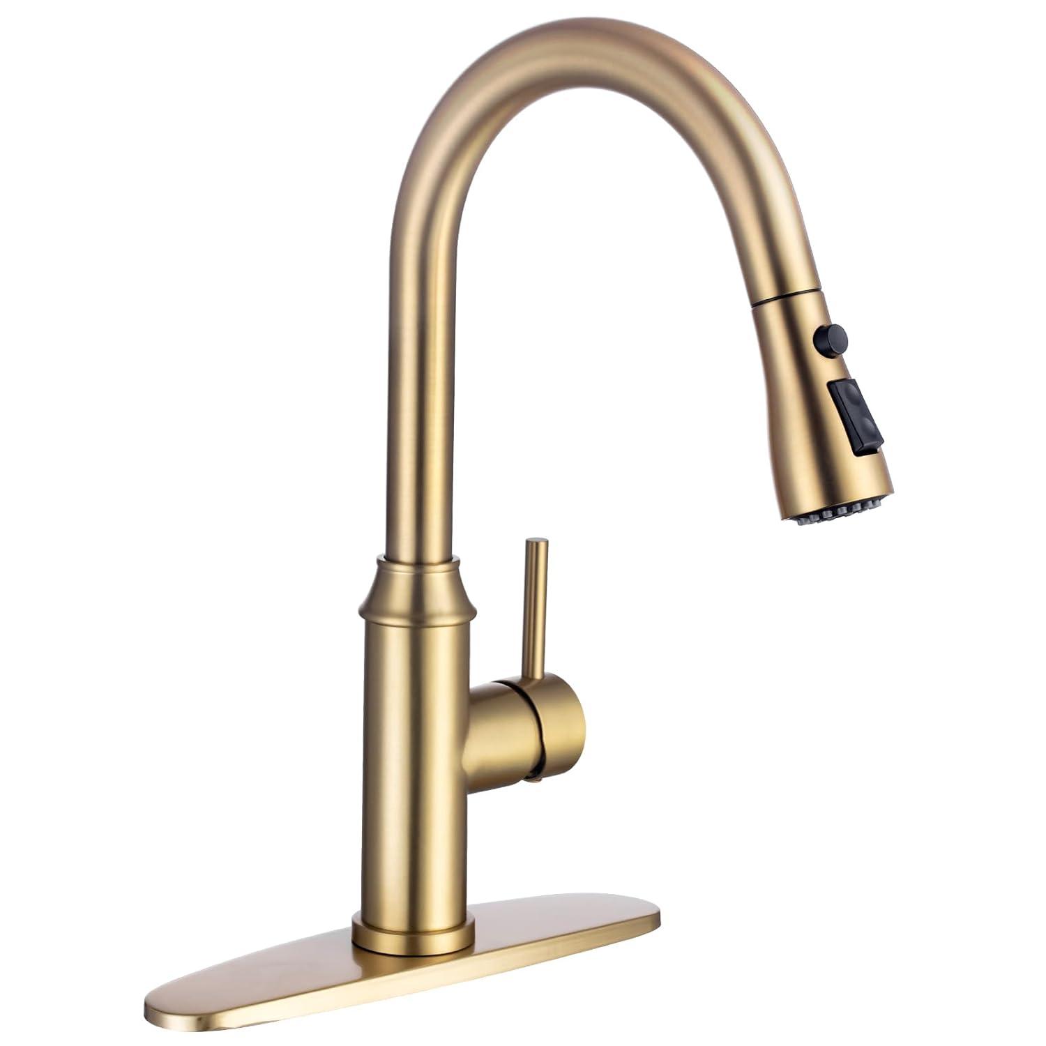 GAGALIFE Single Handle Pull Down Sprayer Kitchen Faucet High Arc Stainless Steel Faucet with 3-Function Sprayer JJL-CL-PT-SDP-C