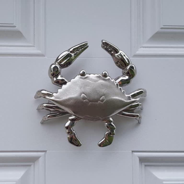 Nickel Silver Coastal Crab Solid Brass Door Knocker