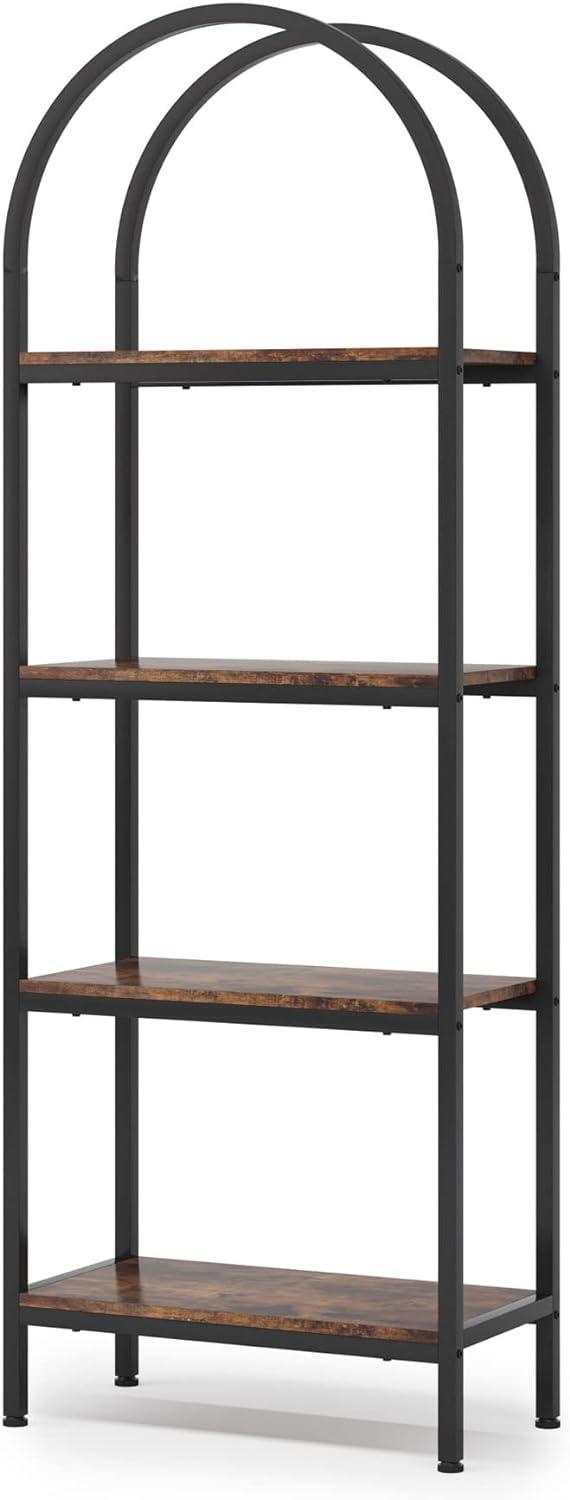 Tribesigns 4-Tier Open Bookshelf 70.8" Industrial Wood Bookcase Storage Shelves with Metal Frame Freestanding Display