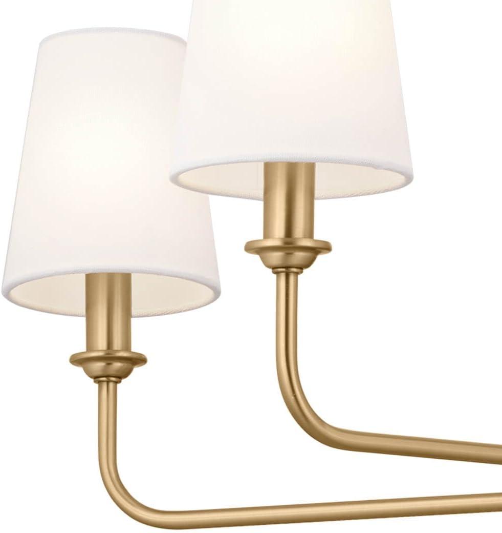 Brushed Natural Brass 6-Light Chandelier with Linen Shades