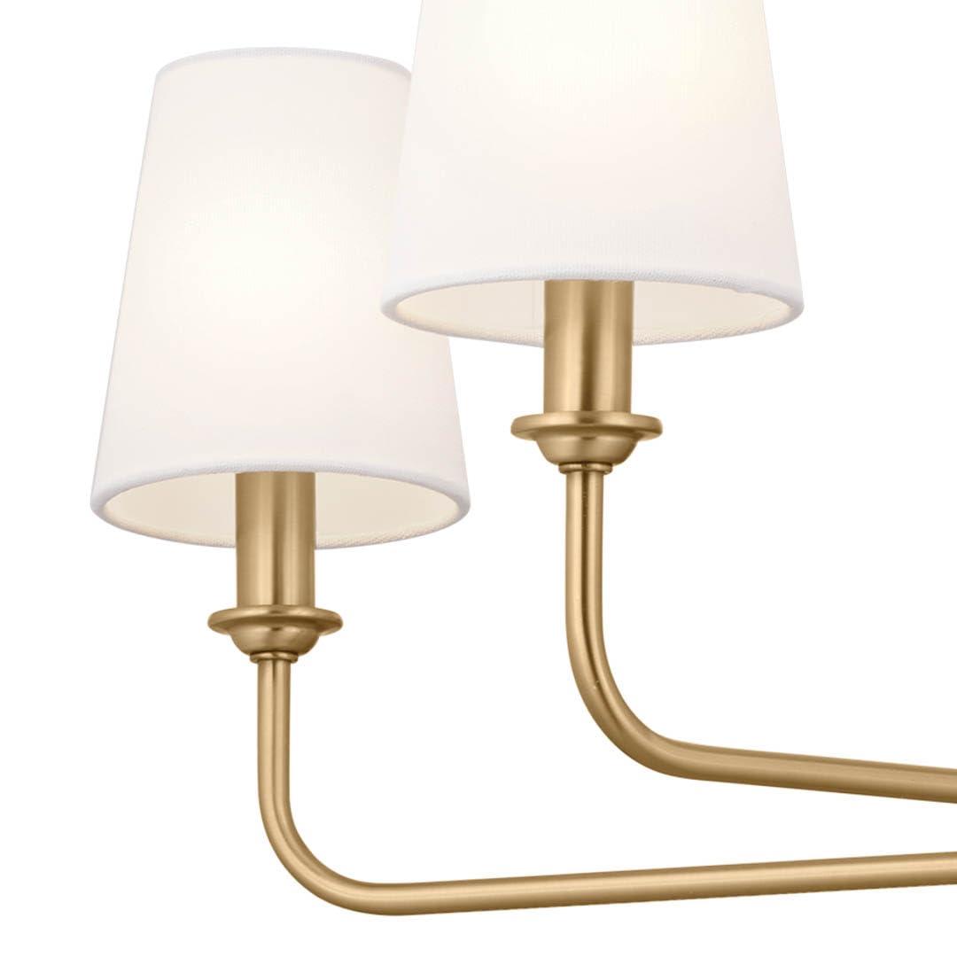Brushed Natural Brass 6-Light Chandelier with Linen Shades