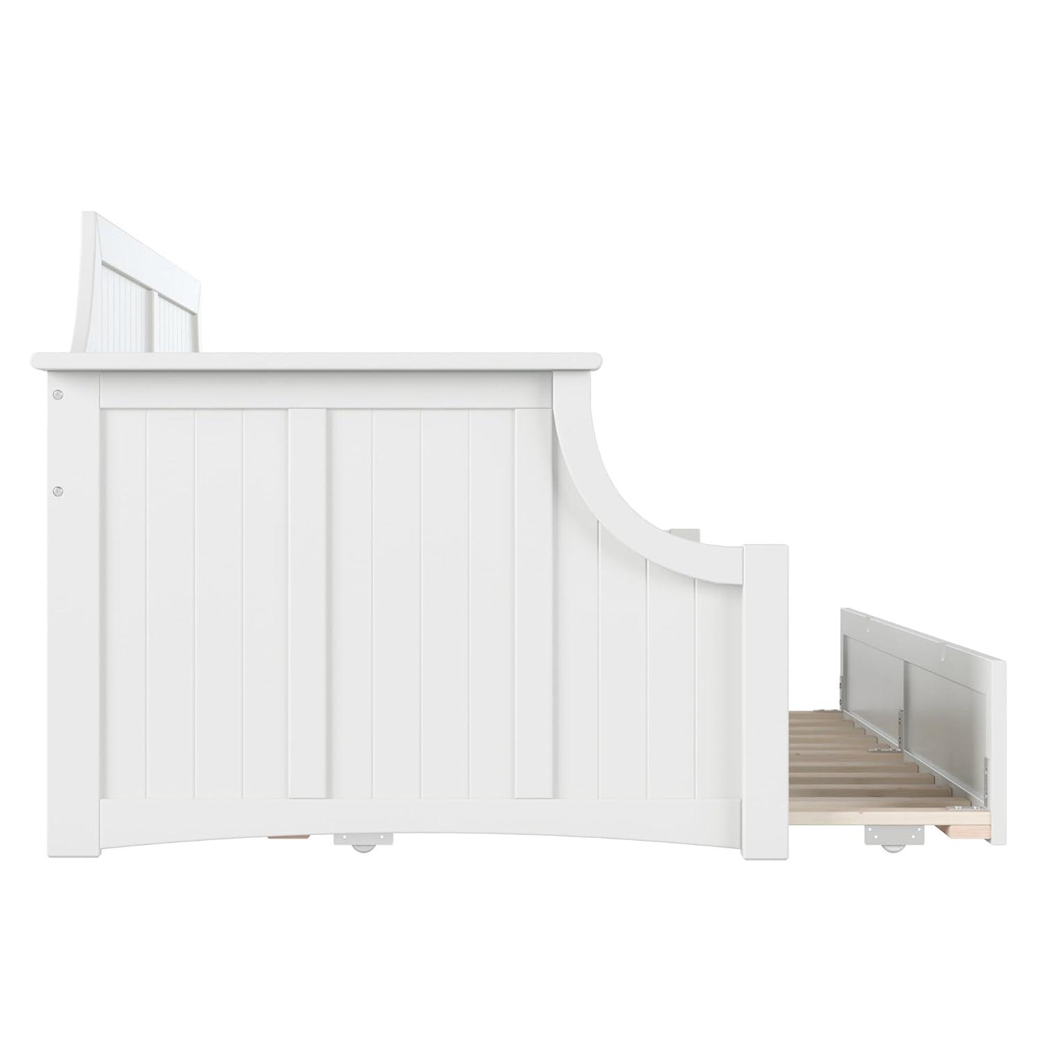 AFI Cambridge Twin Wood Daybed with Twin Size Trundle in White