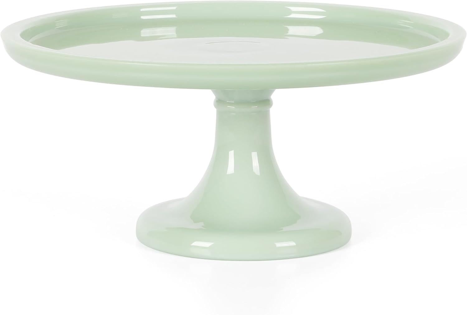 Jadeite Green Pedestal Cake Stand with Glass Dome