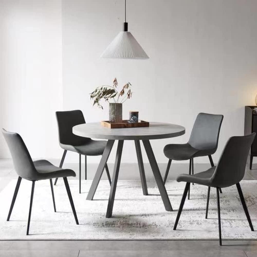 Dining Chairs Set of 4, Modern Kitchen Dining Room Chairs, Upholstered Dining Accent Side Chairs in Faux Leather Cushion Seat and Sturdy Metal Legs (Set of 4 Grey Chairs)