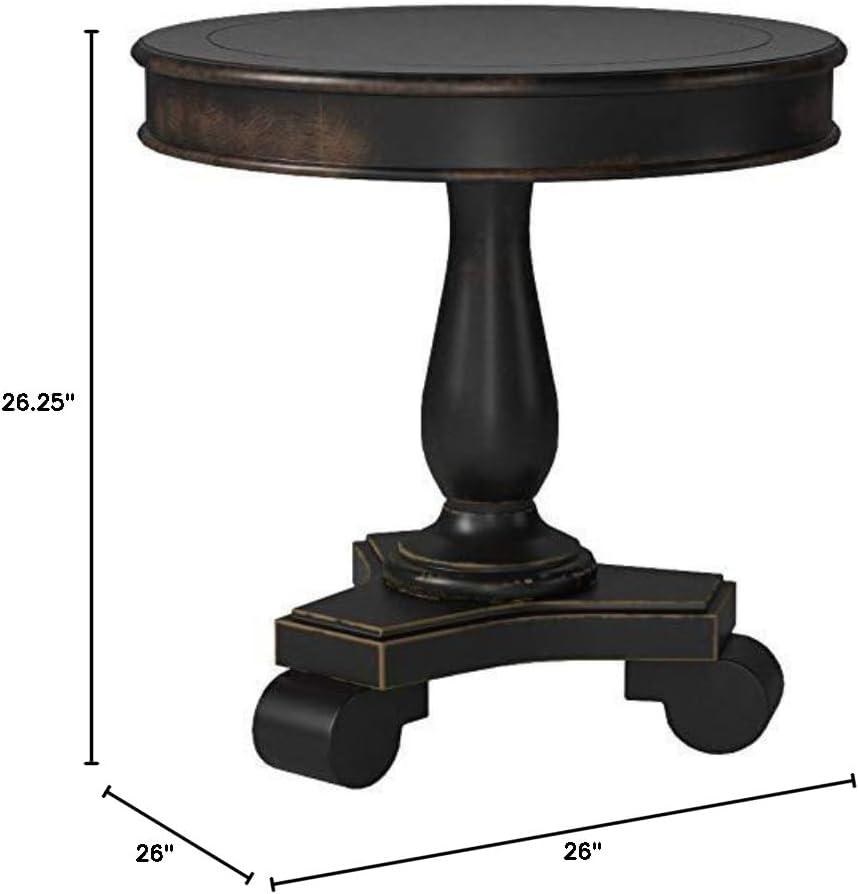 OSP Home Furnishings Avalon Hand Painted Round Accent table in Antique Black Finish