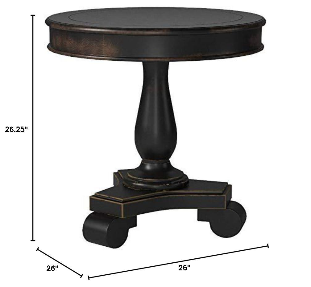 OSP Home Furnishings Avalon Hand Painted Round Accent table in Antique Black Finish