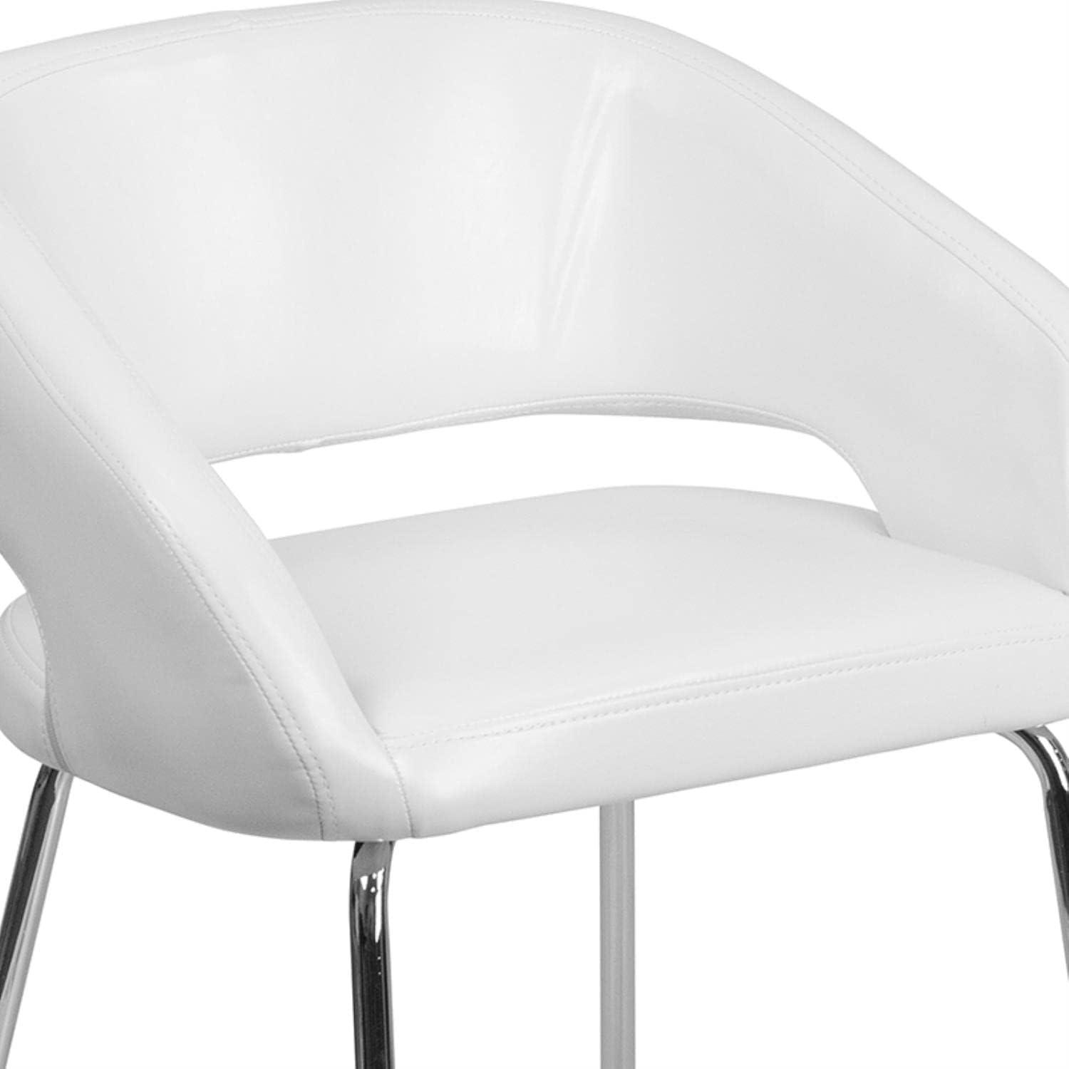 Fusion White LeatherSoft Chrome-Legged Side Reception Chair