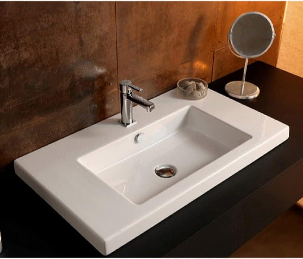 Iotti By Nameeks Cangas 17.72'' Glossy White Vitreous China Rectangular Bathroom Sink with Overflow