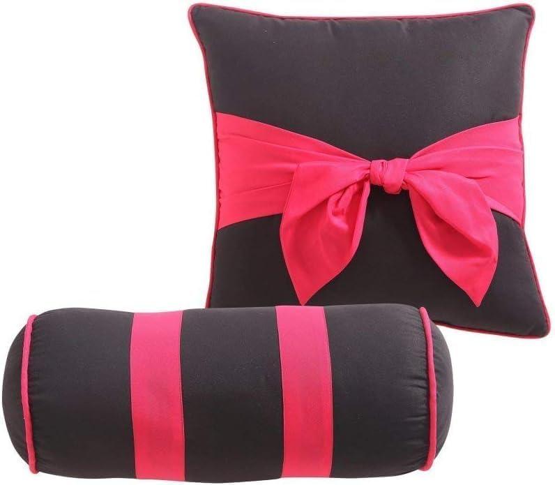 VCNY Home Kids' Sophie 8-Piece Black/Pink Polka Dot Polyester Bed in a Bag, Twin, Girls