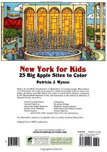 New york for kids: 25 big apple sites to color (paperback): 9780486441269