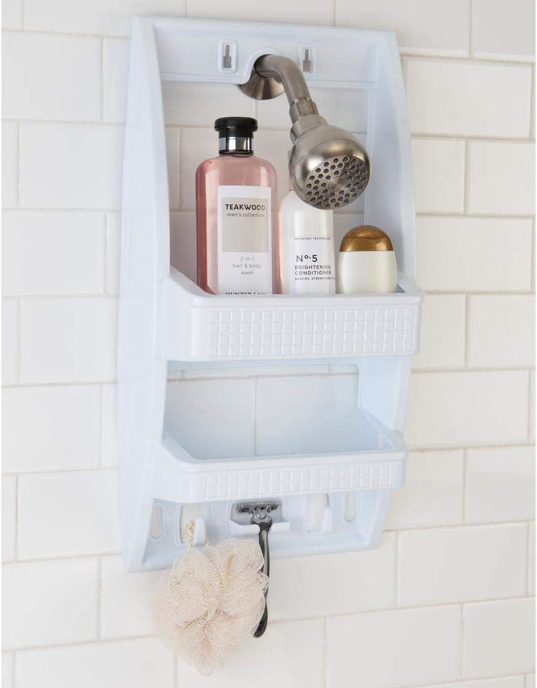 Bath Bliss Flexi Shower Caddy Shelf White: Polypropylene, Suction Mount, Bathroom Storage Organizer Rack