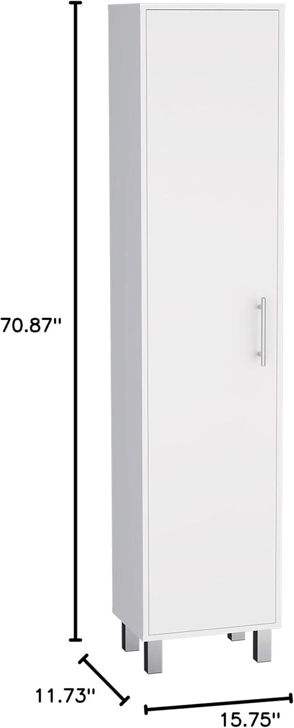 Depot E-Shop 70.8H" Tall Narrow Storage Cabinet with 5-Tier Shelf, 3 Broom Hangers and Metal hardware