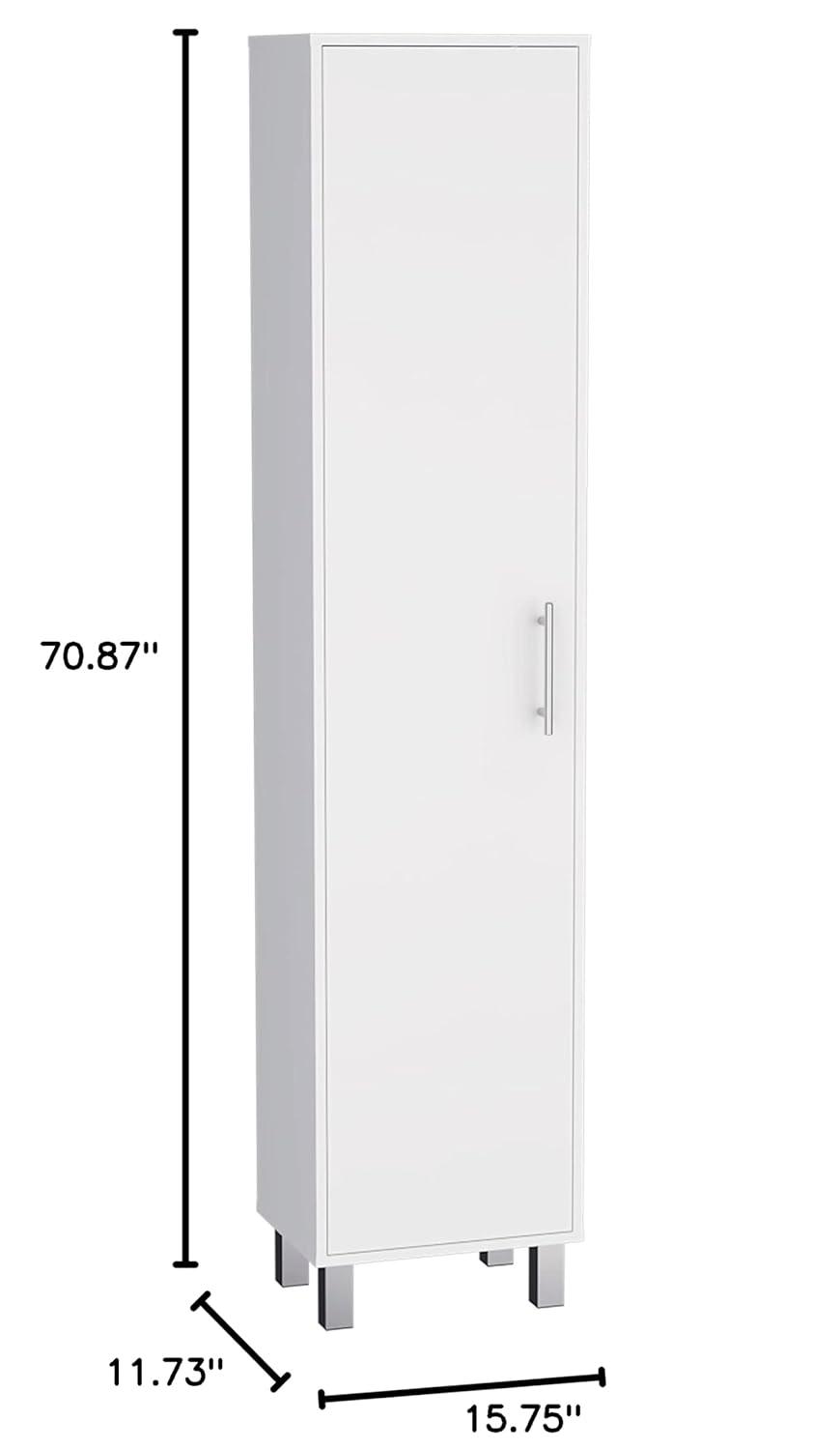 Depot E-Shop 70.8H" Tall Narrow Storage Cabinet with 5-Tier Shelf, 3 Broom Hangers and Metal hardware