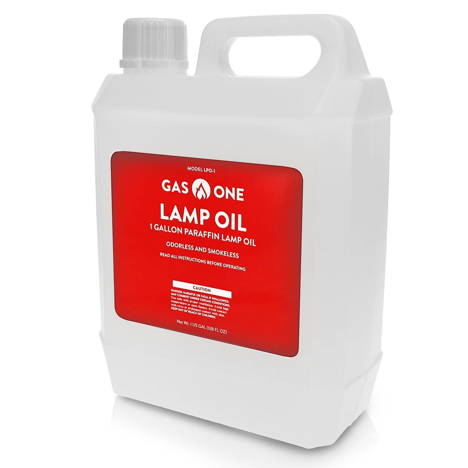 GasOne 1 Gallon Liquid Paraffin Lamp Oil – Multifunctional Lamp Oil Smokeless Odorless Indoor Ideal for Lamps, Lanterns, Tiki Torch – Safe Packaging