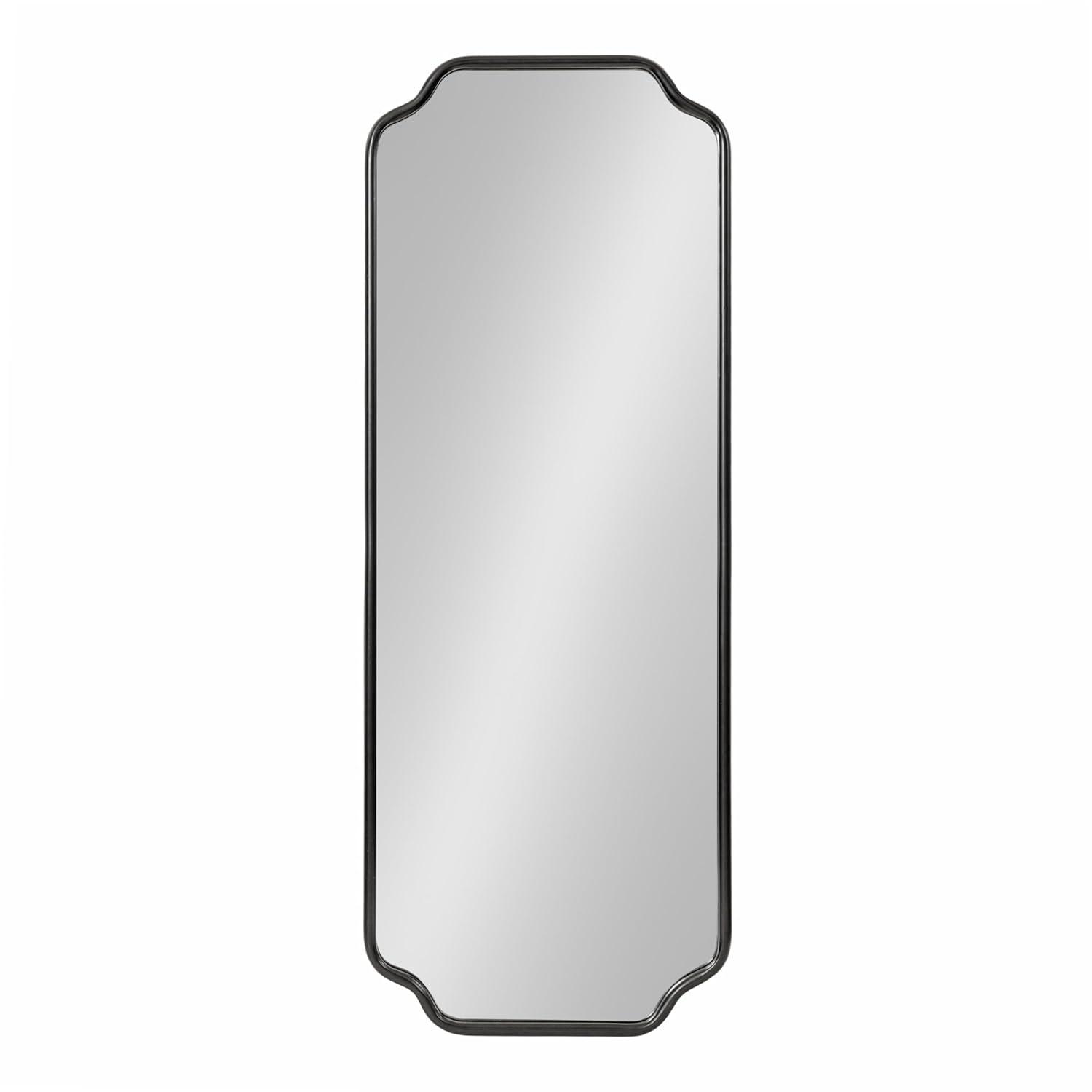 Kate & Laurel All Things Decor 18"x48" Plumley Framed Wall Mirror Black: Scallop Corner, Wall Mount