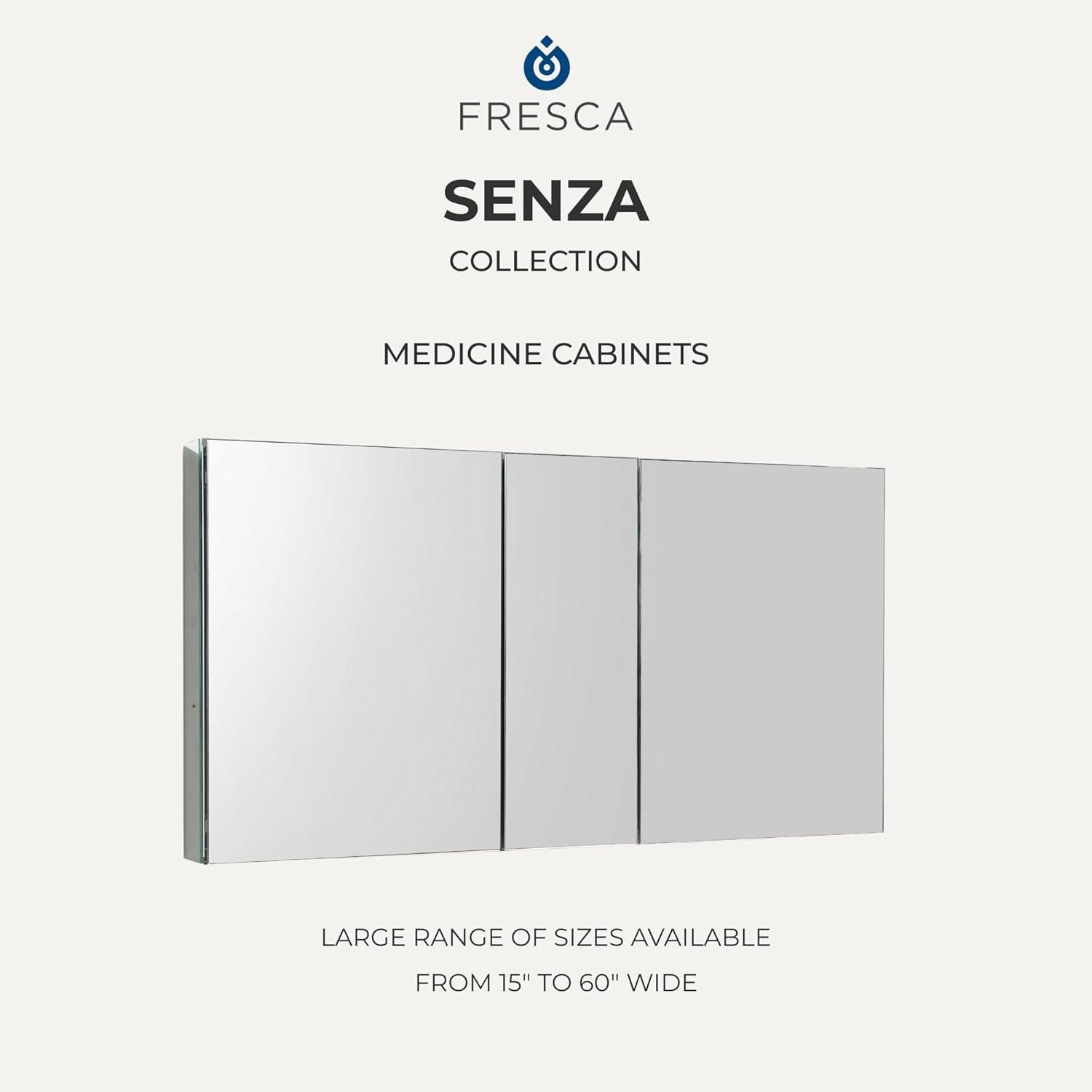 Senza Recessed/Surface Mount Rectangular Frameless Bathroom Medicine Cabinet