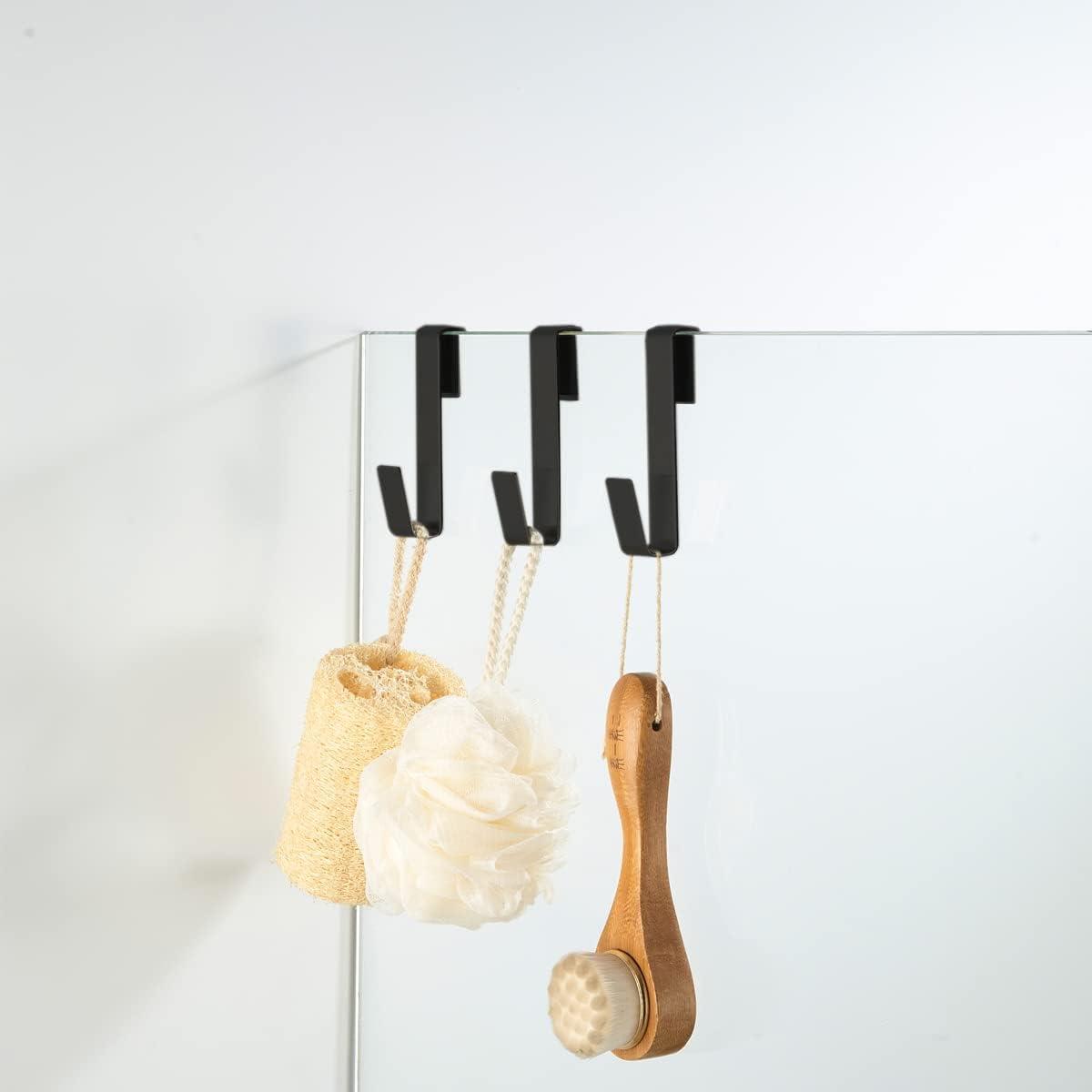 Matte Black Stainless Steel Over Glass Door Hook Set