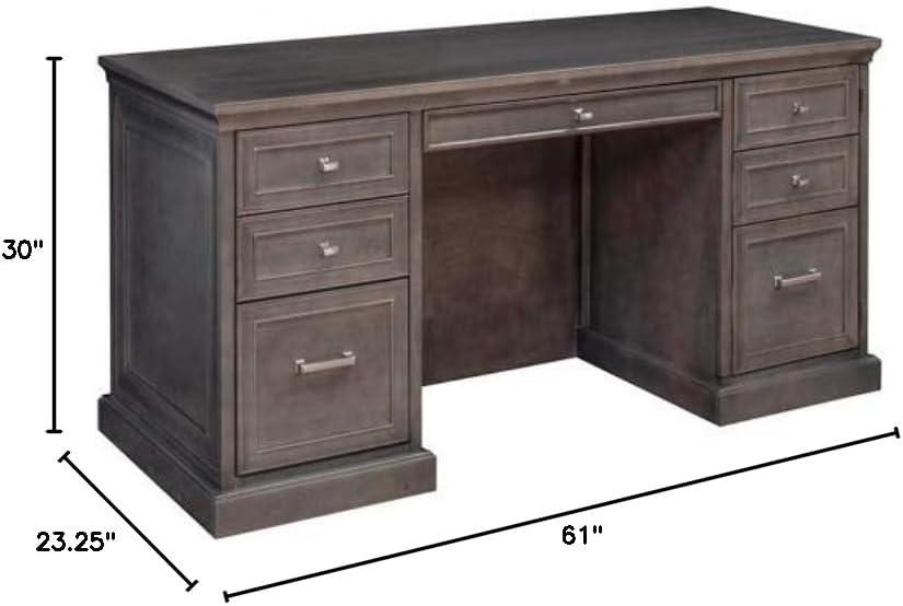 Statesman Compact Executive Desk 61"W x 23"D Chestnut Cherry Ergonomic Computer Office Desk with Storage Stylish Design for Home or Office Use