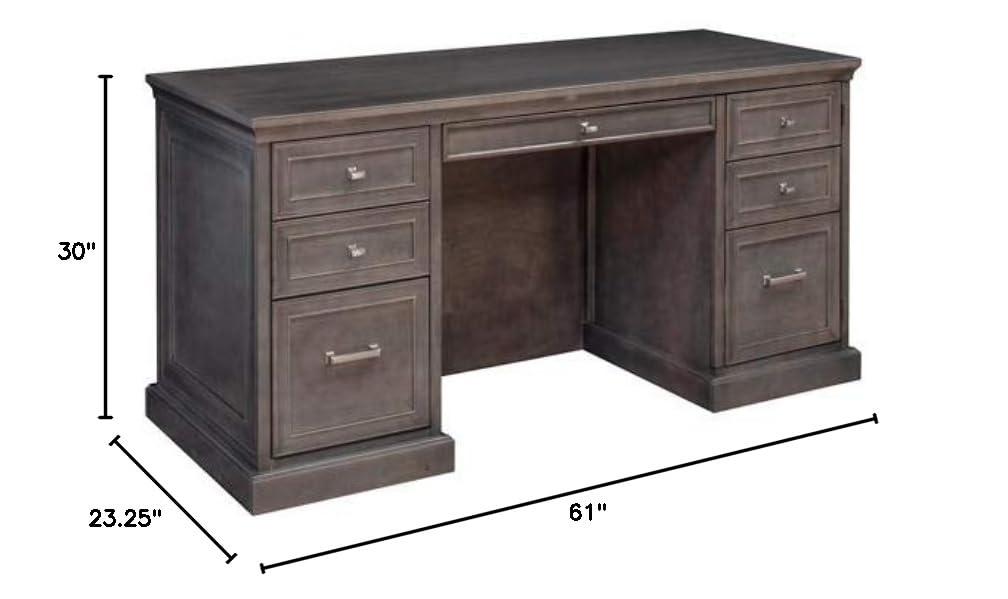 Statesman Compact Executive Desk 61"W x 23"D Chestnut Cherry Ergonomic Computer Office Desk with Storage Stylish Design for Home or Office Use