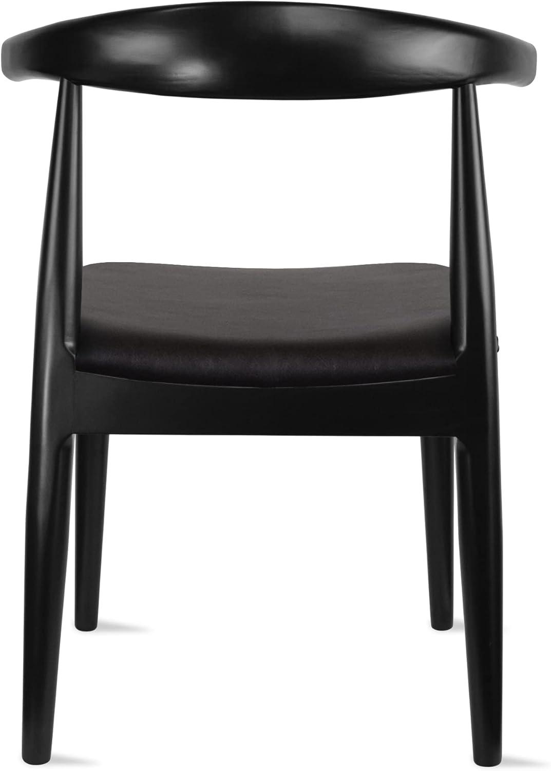 2xhome Contemporary Farmhouse Real Solid Wood Cloth Cushion Seat Dining Chair, Elbow Side Chair (Espresso-Beige Seat)