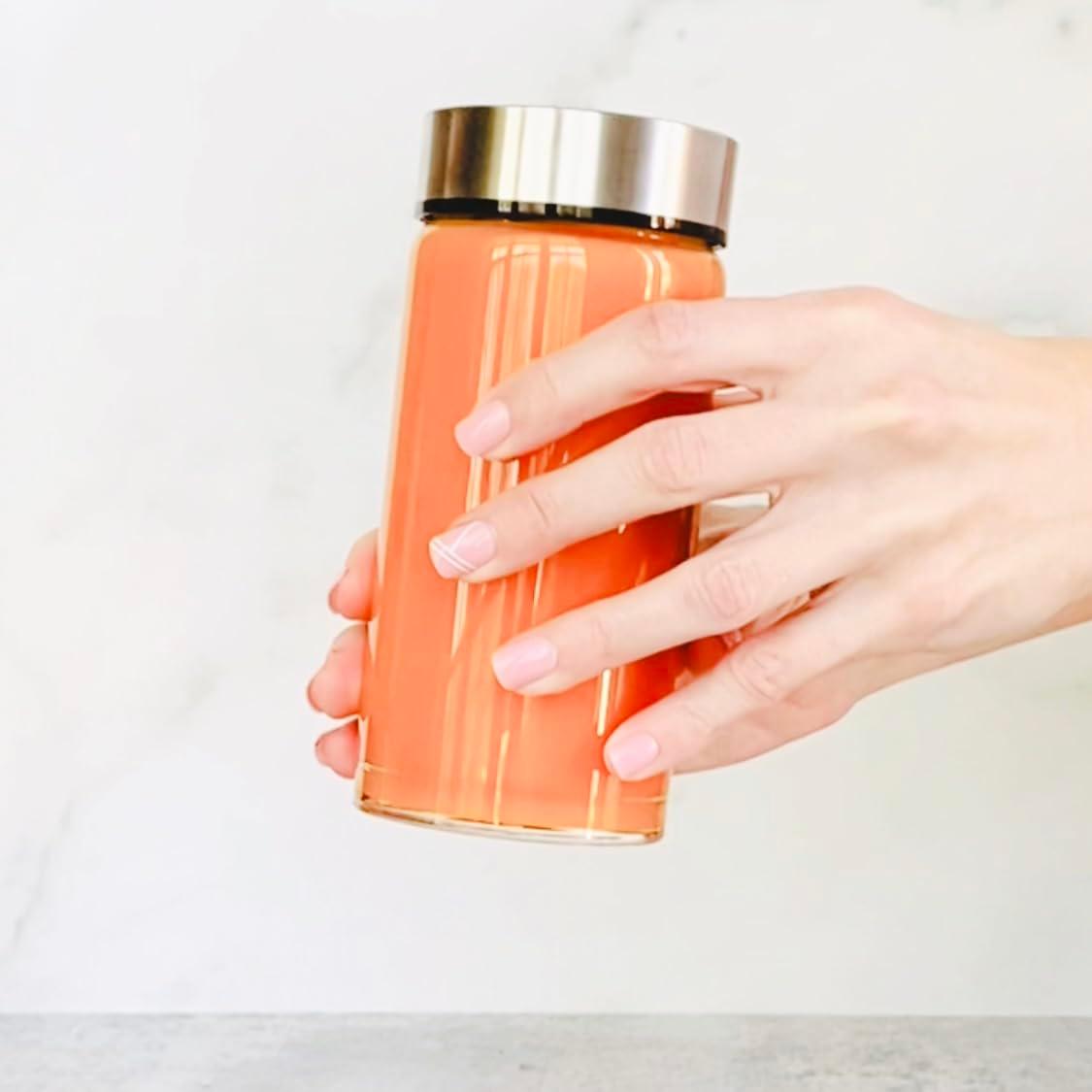 shuoli 4 Pack Wide Mouth Glass Bottles With Lids For Juicing, Smoothies, Infused Water, Beverage Storage - 10Oz, BPA Free, Stainless Steel Lids, Leakproof, Reusable, Borosilicate