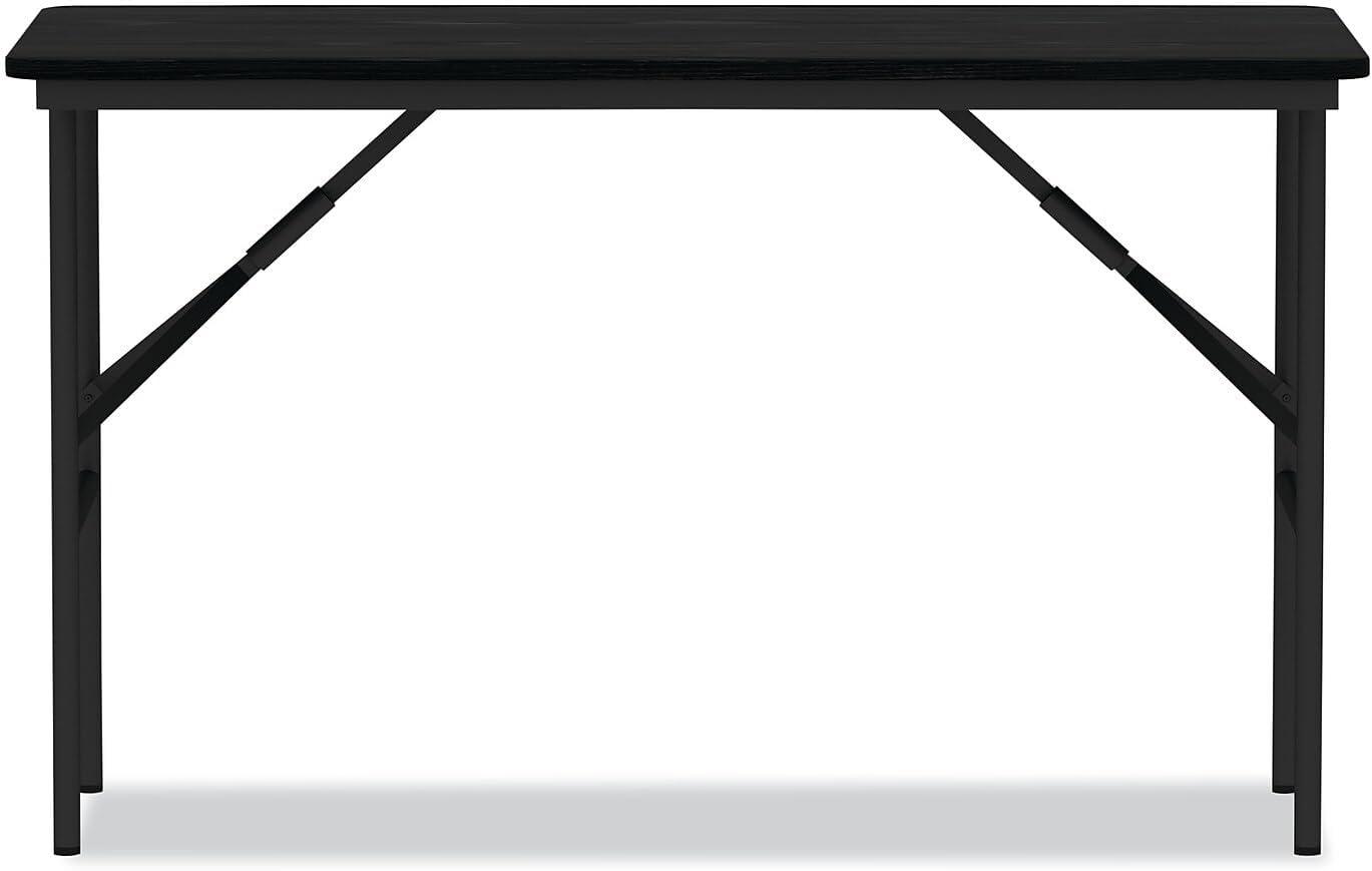 Alera 48" Black Melamine Scratch-Resistant Folding Table