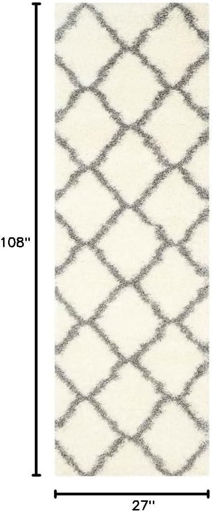 Montreal Shag SGM866 Power Loomed Runner Rug - Ivory/Grey - 2'3"x9' - Safavieh.