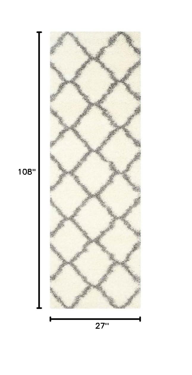Montreal Shag SGM866 Power Loomed Runner Rug - Ivory/Grey - 2'3"x9' - Safavieh.