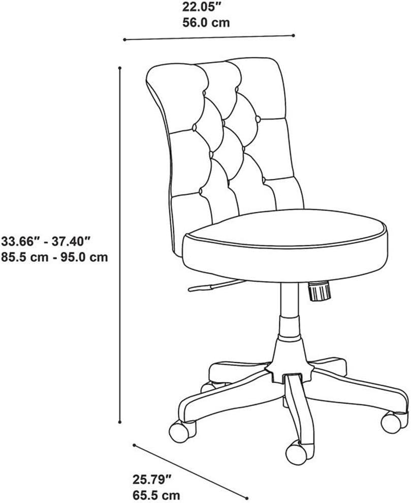 Bush Furniture Key West Mid Back Tufted Office Chair in Washed Gray Leather