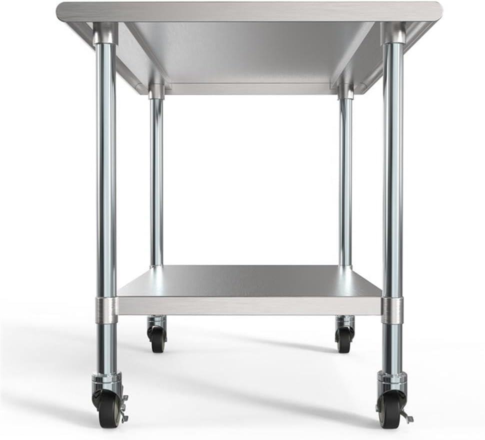 30" x 36" 18-Gauge 304 Stainless Steel Commercial Work Table with Casters, CT3036-18C.