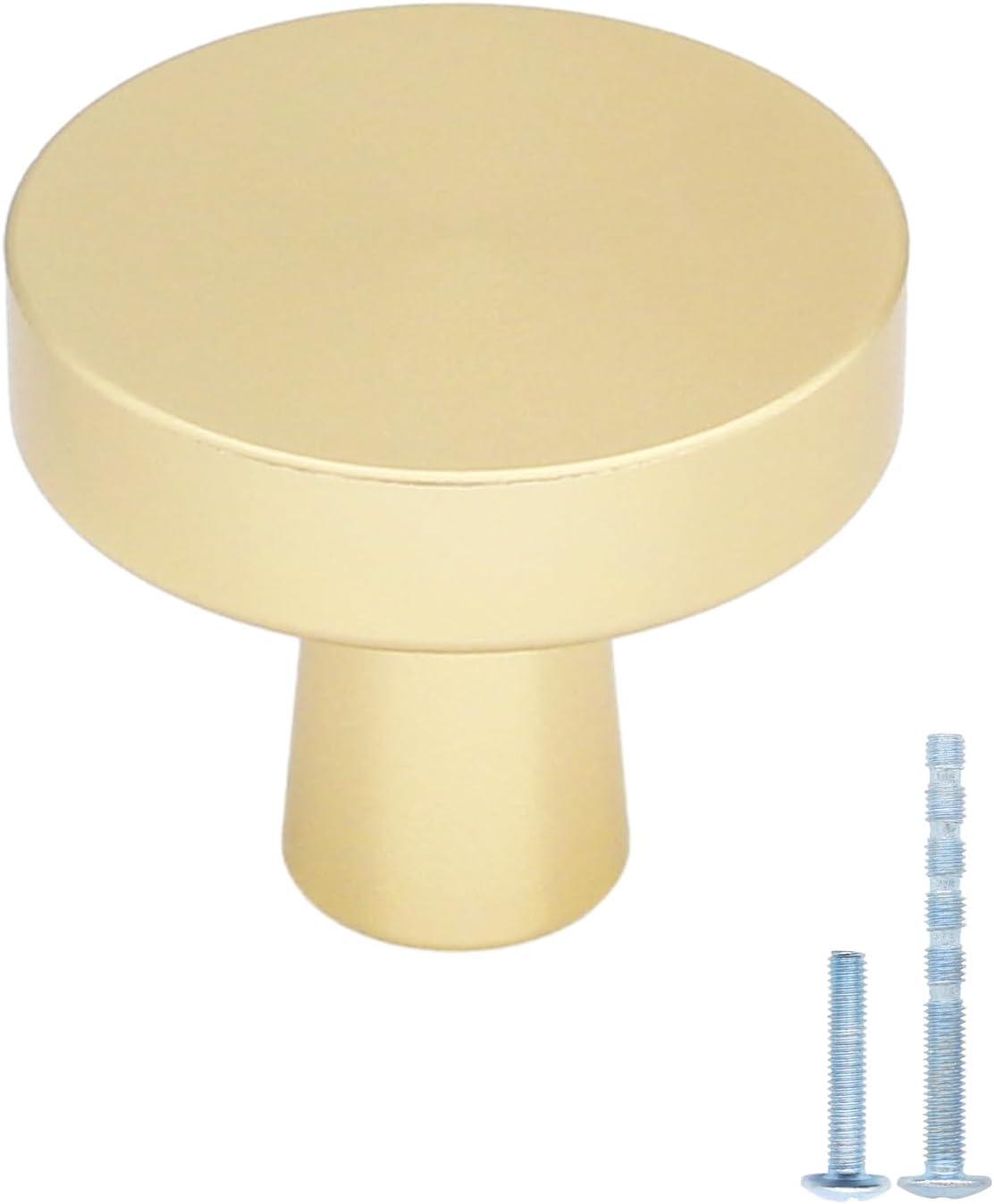 Brushed Brass Round Knurled Cabinet Knob Set