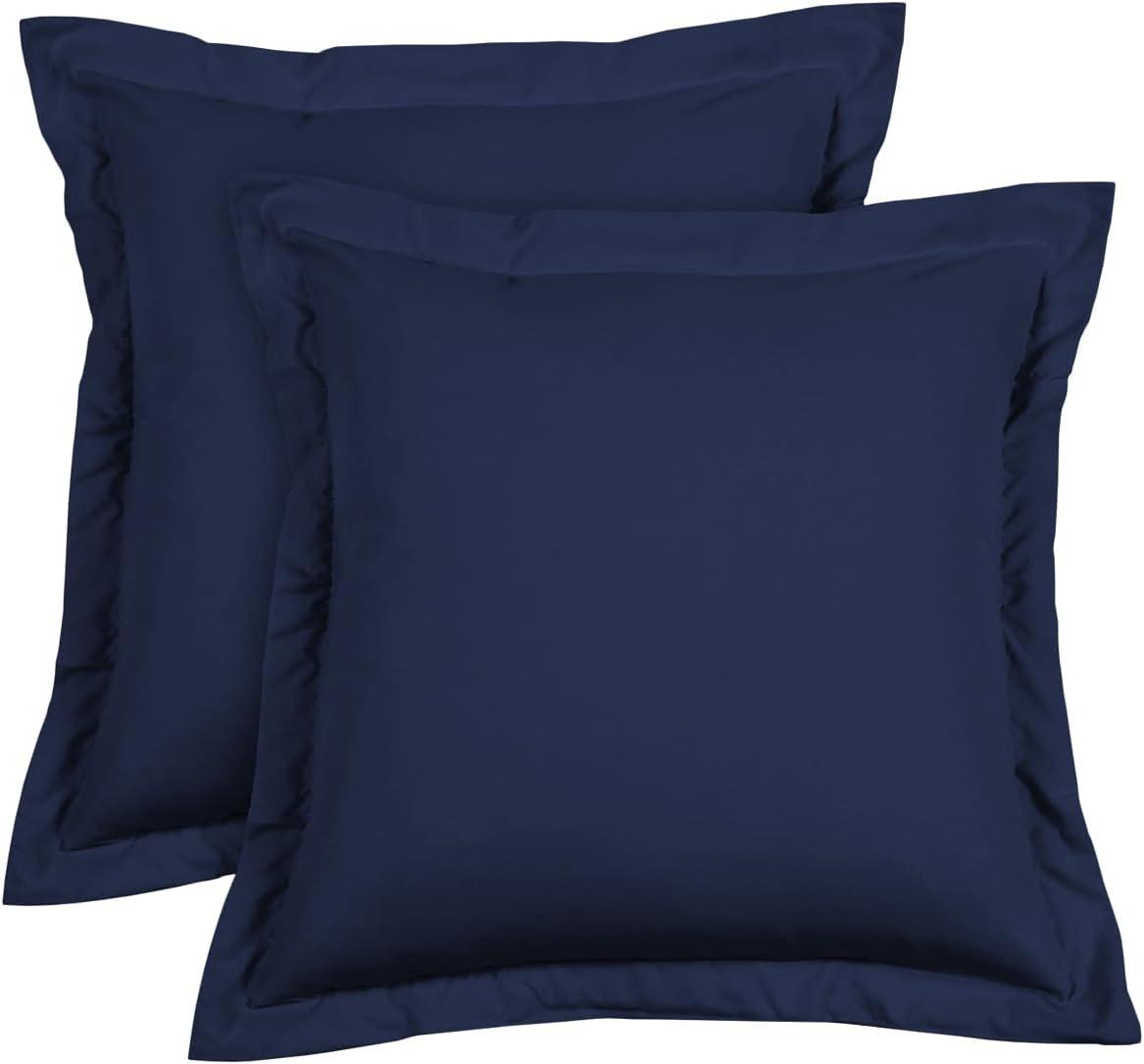 Navy Blue 28x28 Organic Cotton Euro Pillow Shams Set