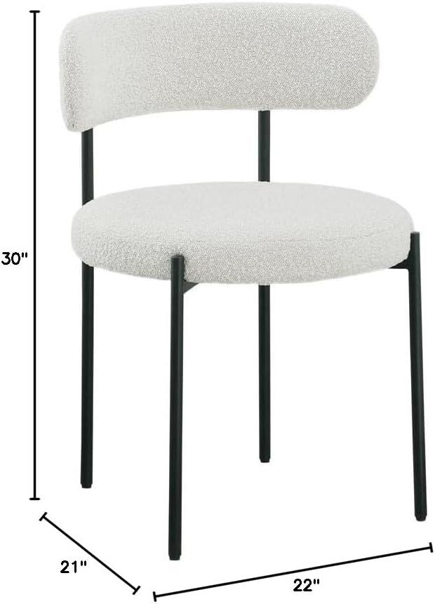 Beacon Cream Boucle Fabric Dining Chair with Black Metal Frame, Set of 2