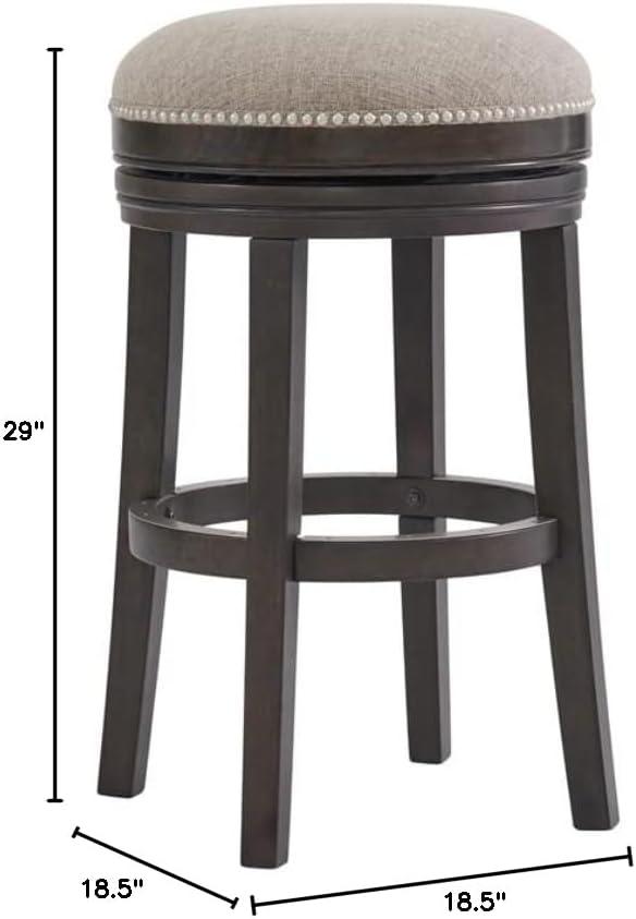 Set of 2 Clara Swivel Bar Height Stools Dark Brown - Alaterre Furniture: Upholstered, Rubberwood Frame, Fixed Height