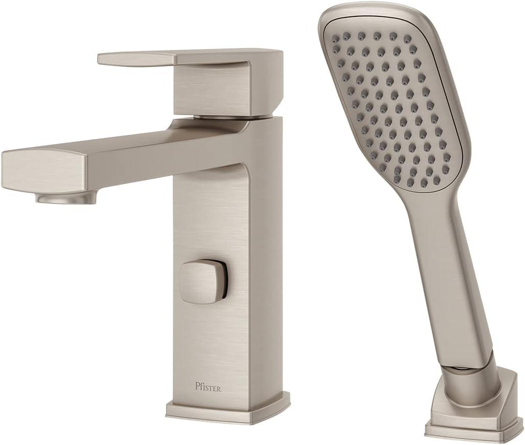 Deckard Brushed Nickel Single Handle Roman Tub Faucet with Hand Shower