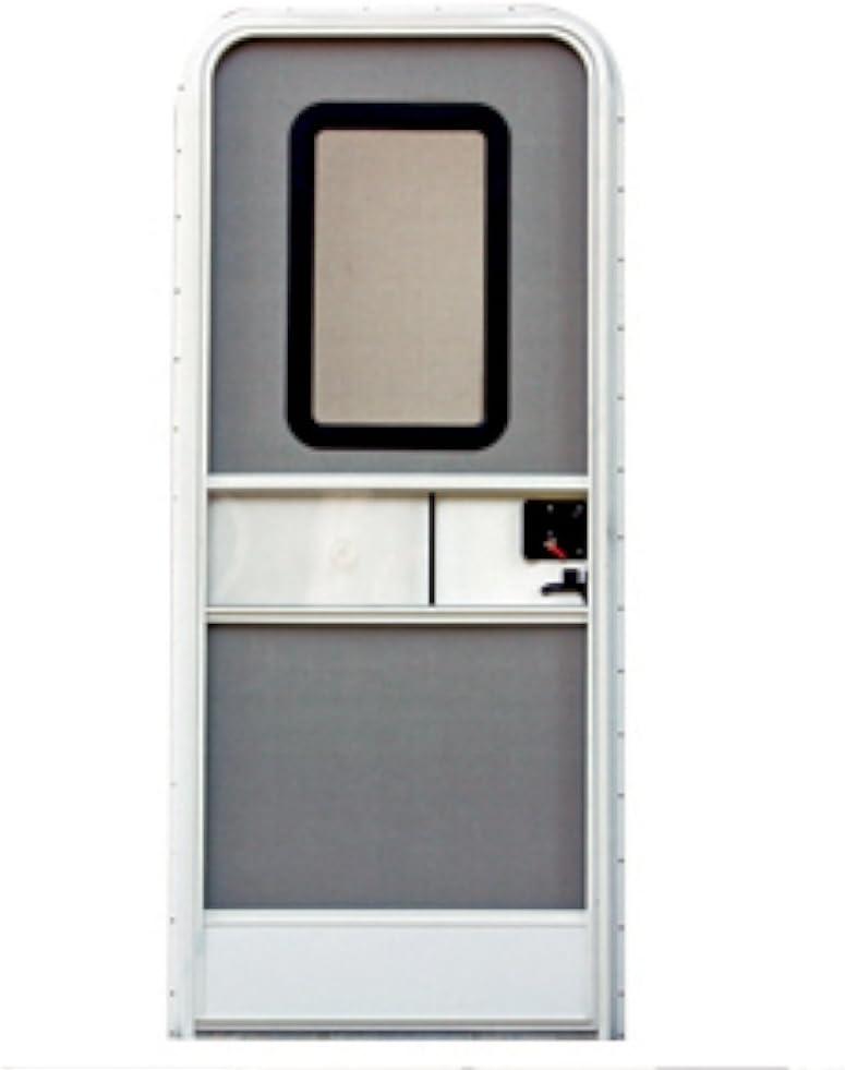 Polar White RV Entrance Door with Obscure Glass Window